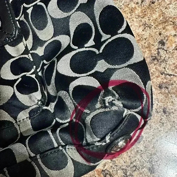 Coach Penelope Sig C Shoulder Bag Black Canvas Leather Jacquard Authenticated - Picture 9 of 16